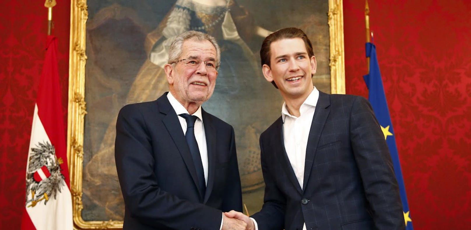Bundespräsident Alexander Van der Bellen mit Sebastian Kurz (ÖVP).