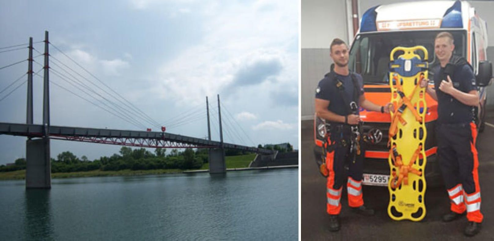 Die 14-Jährige stürzte von der Kaisermühlenbrücke, die Sanitäter Oliver K. und Stefan R. waren zur Stelle..