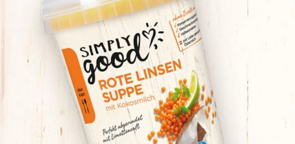 Rewe-Rückruf-Aktion: In einzelnen Bechern der "Simply Good Roten Linsen Suppe" kann Süßkartoffelsuppe abgefüllt worden sein. 