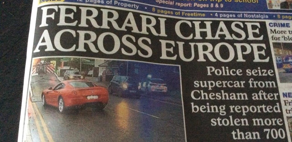 Die Landespolizei Fürstentum Liechtenstein postete am Montag auf ihrer Facebook-Seite einen Fall eines wieder gefundenen Ferraris.