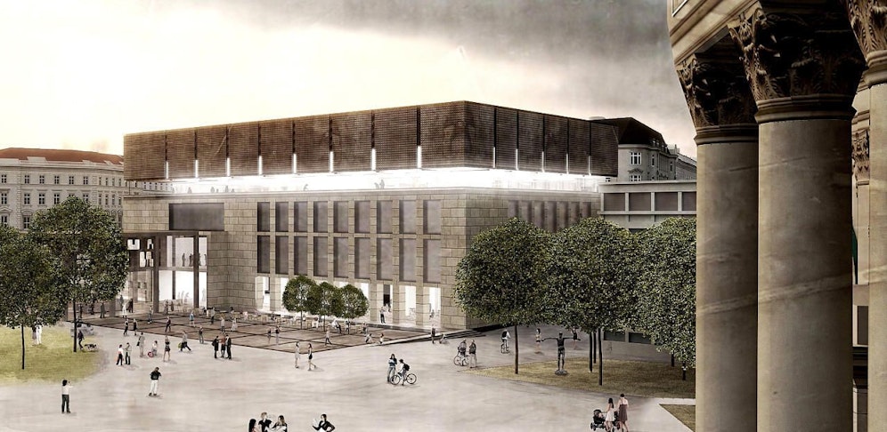 Das Winterthur-Gebäude soll bei einer Aufstockung von der Karlskirche abrücken.