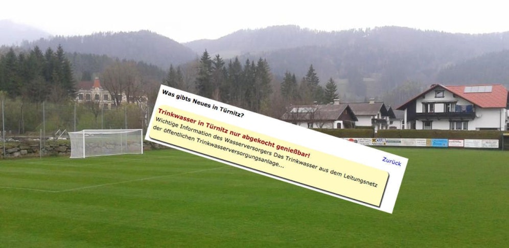 Die Gemeinde warnt die Einwohner, Bild vom Türnitzer Sportplatz.