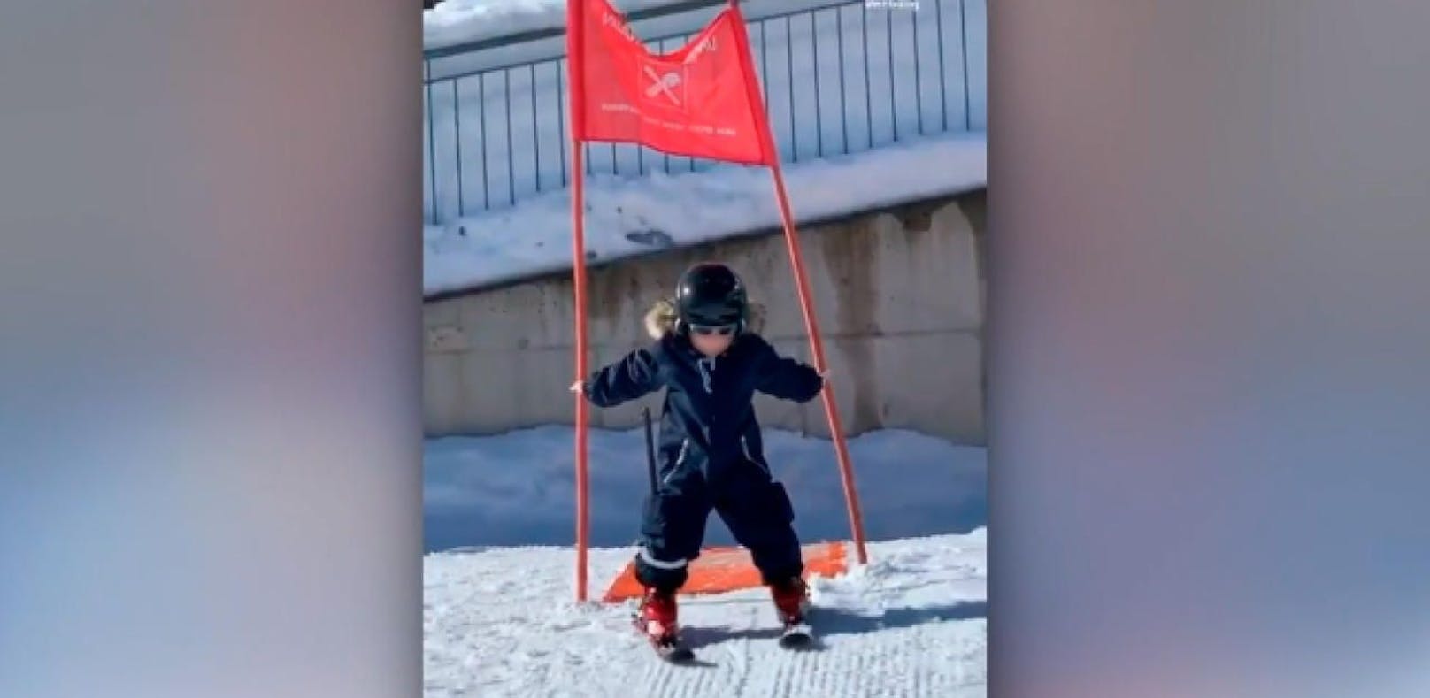 Alessio Lombardi lernt Skifahren in Österreich