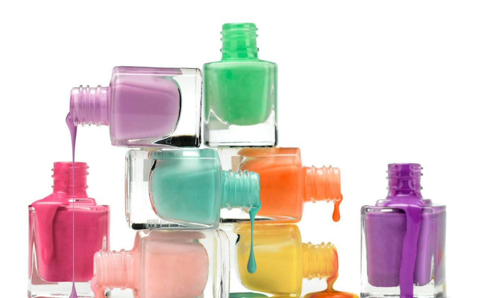 Dripping nail polish in several colors