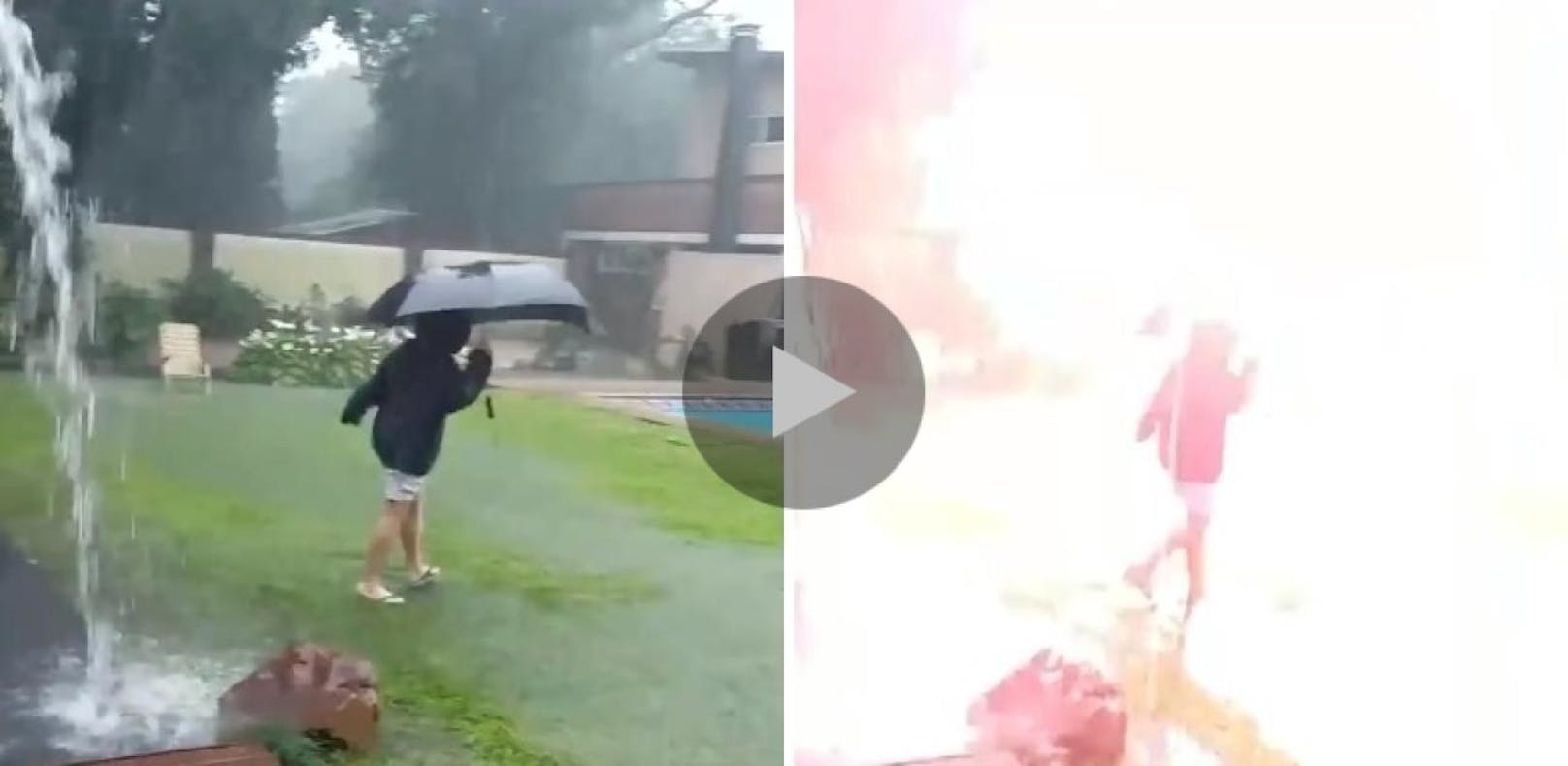 Unglaubliches Video: Blitz schlägt neben Bub ein