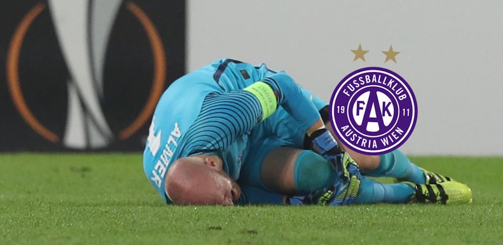 Robert Almer am Boden: Das schwer verletzte Knie des Austria- und ÖFB-Keepers macht erneut Probleme. 
