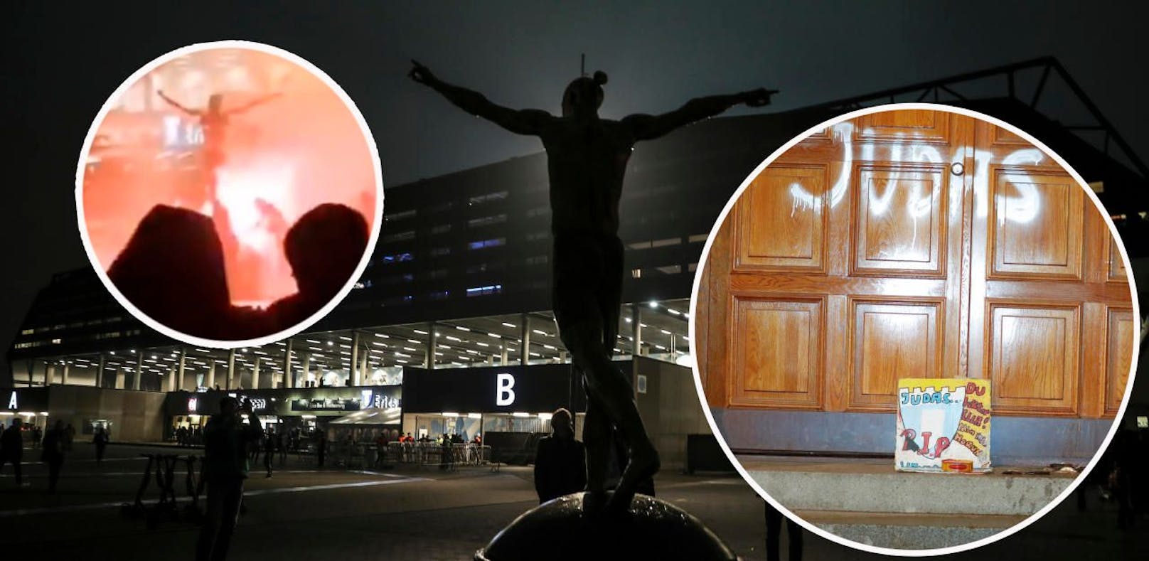 Zlatan Ibrahimovic kaufte Anteile des Rivalen. Malmö-Fans zünden seine Statue an und beschmieren sein Haus.