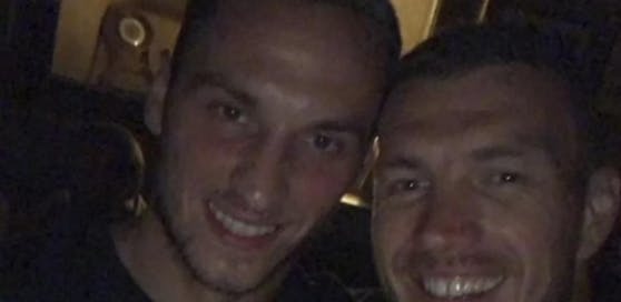 Marko Arnautovic und Edin Dzeko beim Feiern in Sarajevo. Quelle: Instagram-Story von Edin Dzeko