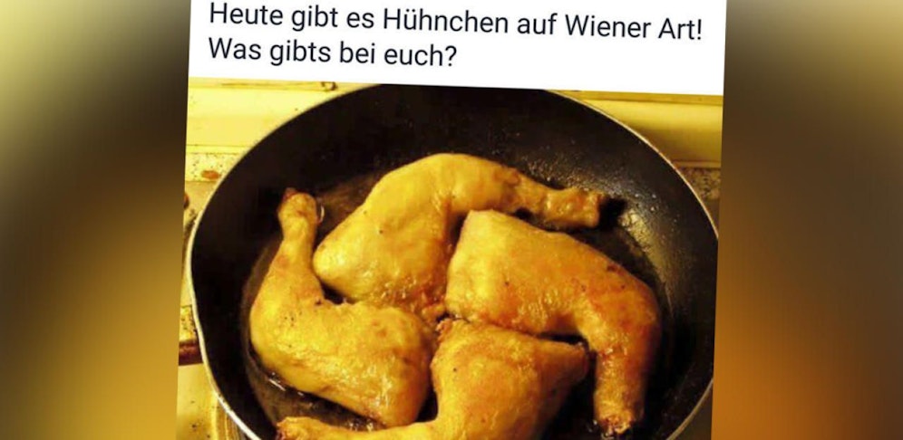 Hendl-Haxen in Hakenkreuzform in der Facebook-Gruppe "Ich wohne auf der richtigen Seite der Donau".