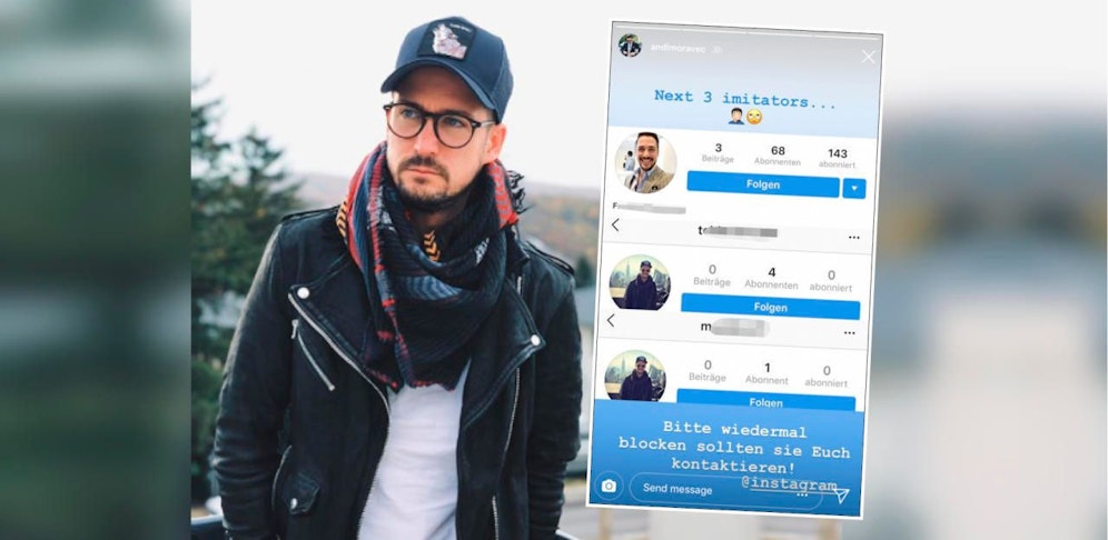 Andreas Moravec postete drei falsche Accounts in seiner Instagram-Story.