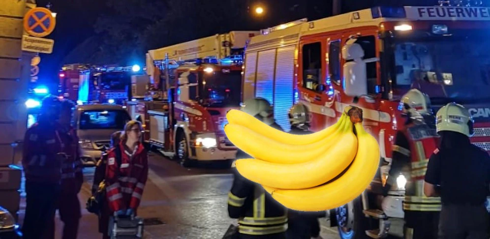 Großaufgebot wegen ein paar Bananen.