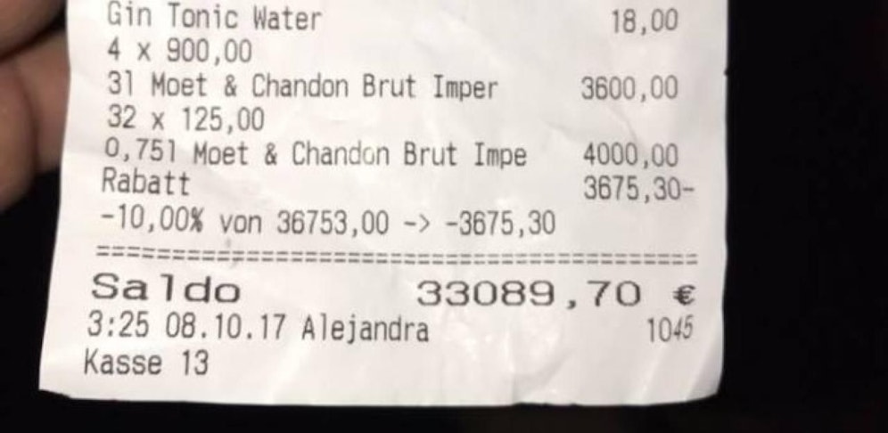 So viel ließ ein Gast im Berliner Club "The Pearl" liegen