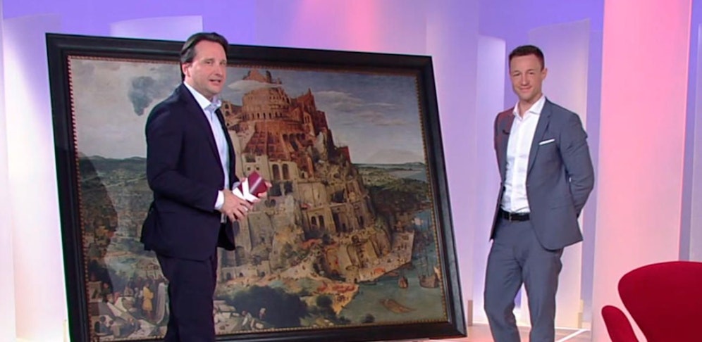 Blümel interpretierte das Bild "Turmbau zu Babel".