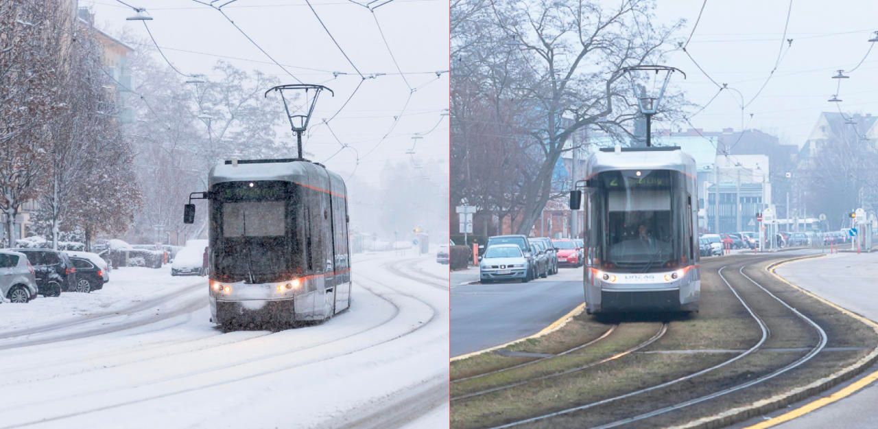 So wie links im Bild schaut es in Linz zwar öfter aus. Zu Weihnachten ist der Schnee aber meistens wieder weg.