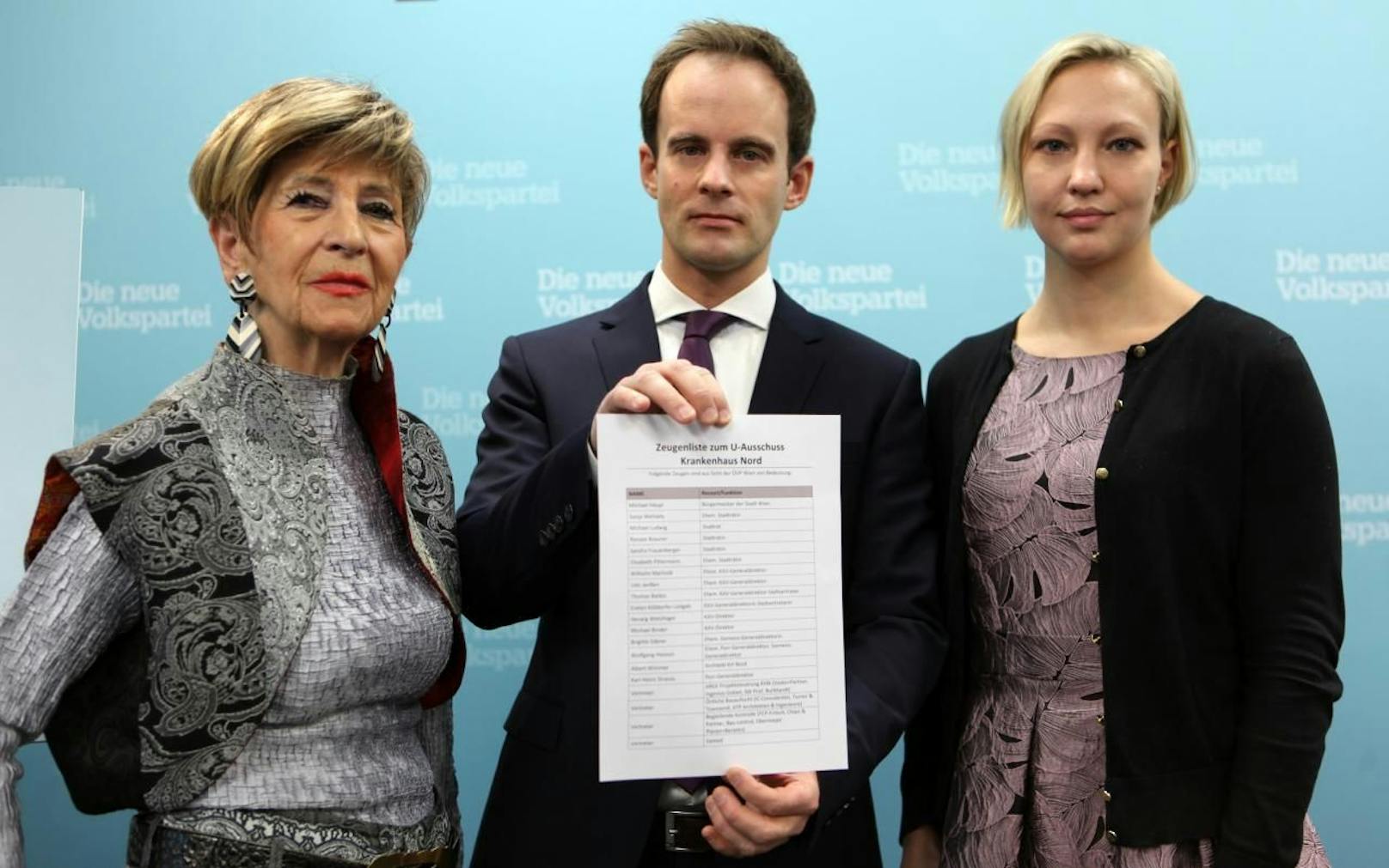 Die ÖVP Wien-Politiker Ingrid Korosec, Markus Wölbitsch und Caroline Hungerländer (v.l.n.r.) wollen die Wiener in die Untersuchung zum Krankenhaus Nord einbeziehen.(c) ÖVP Wien
