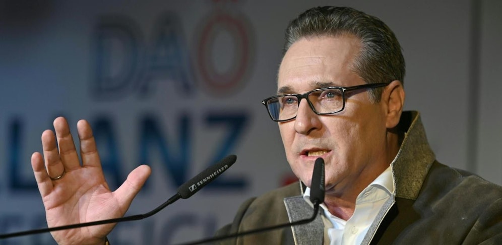 Heinz-Christian Strache beim Aschermittwochstreffen der DAÖ im Februar 2020 in Wien.