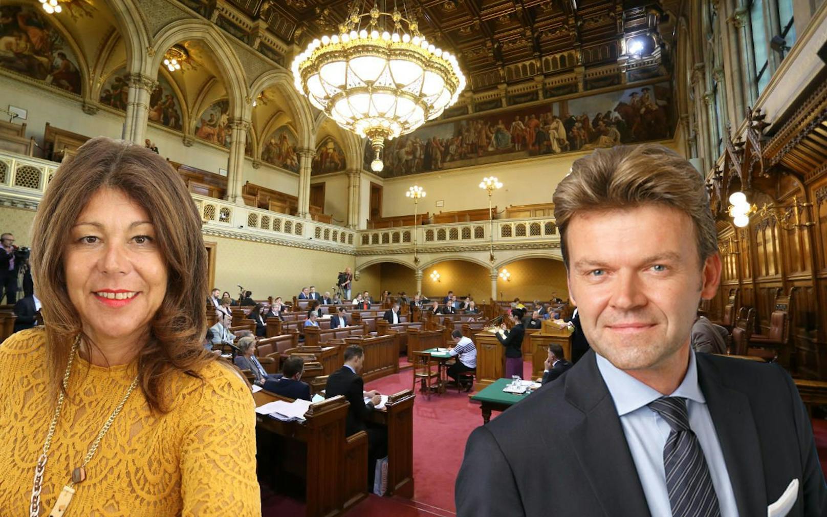 Neue Gesichter im Wiener Gemeinderat: Yvonne Rychly (SPÖ) und Roman Schmid (FPÖ). (c) Denise Auer, Thomas Reimer, FPÖ Wien