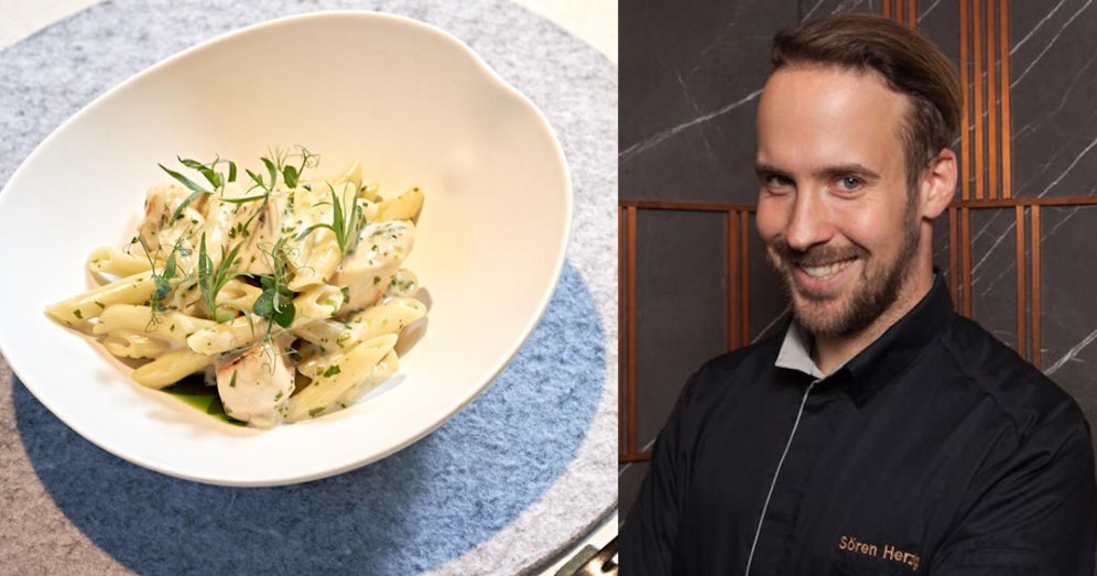 Sören Herzigs "Quarantäne"-Rezept: Estragon-Hendl mit Penne.