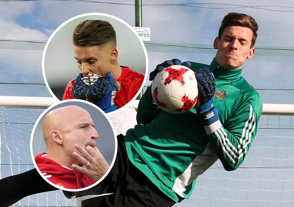 Rapid-Trainer Djuricin hat entschieden: Strebinger (re.) löst Knoflach als Einser-Tormann ab.