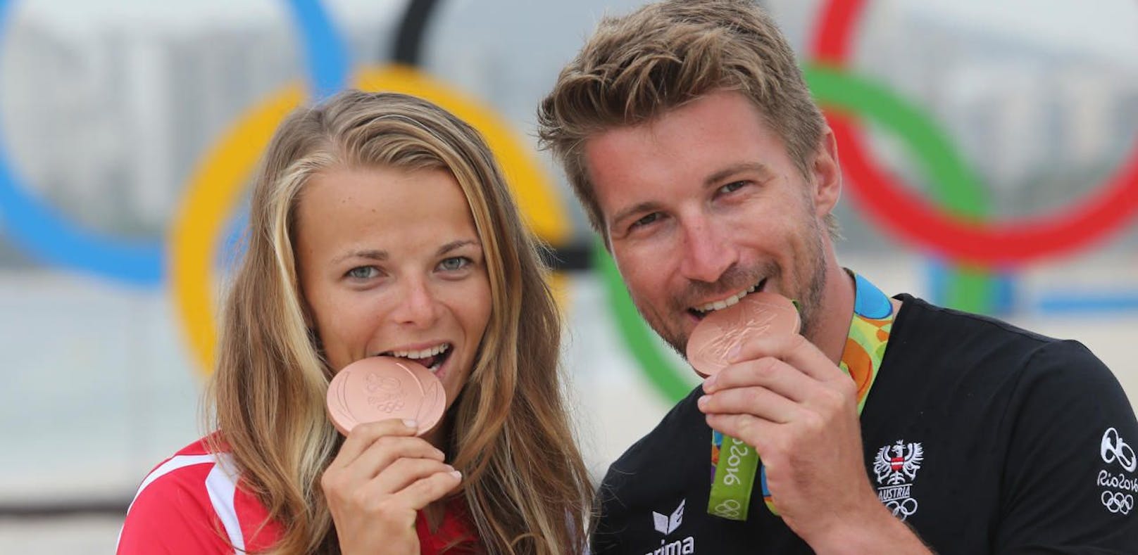 Österreichs Olympia-Medaillengewinner: Das Segel-Duo Tanja Frank und Thomas Zajac holte Bronze im &quot;Nacra 17&quot; und kämpft nun gegen den Rost.