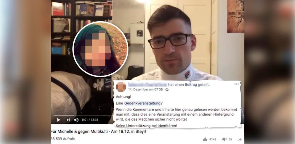 Der Identitäre Martin Sellner ruft auf youtube dazu auf, an der "politischen Mahnmache" für Michelle F. teilzunehmen. Im Netz warnen User vor der Veranstaltung.