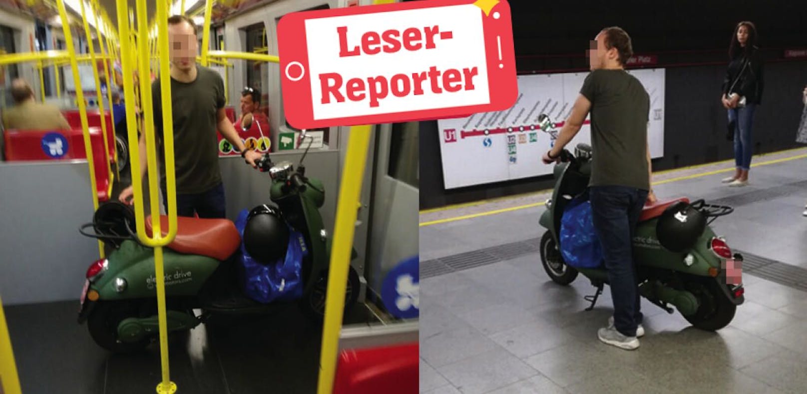 Sieht man auch nicht jeden Tag: Mit dem Moped in der U-Bahn!