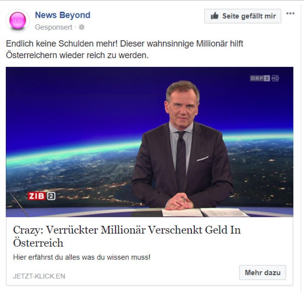ORF-Moderator Armin Wolf warnte auf Facebook selbst vor dem Betrug mit seinem Bild.