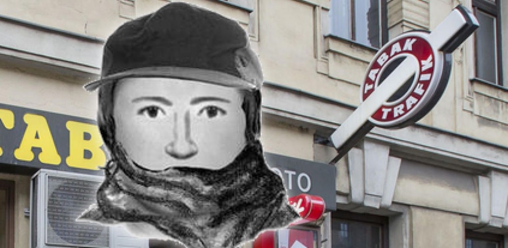 Das Phantombild mit einer Trafik (Symbolfoto) im Hintergrund)