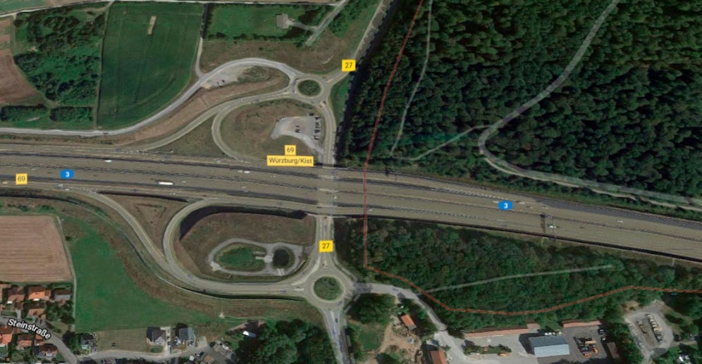 Die Anschlussstelle Würzburg-Kist.