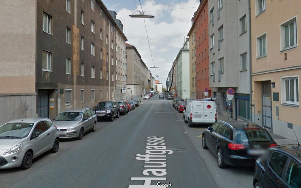 Blick in die Hauffgasse in Wien-Simmering.