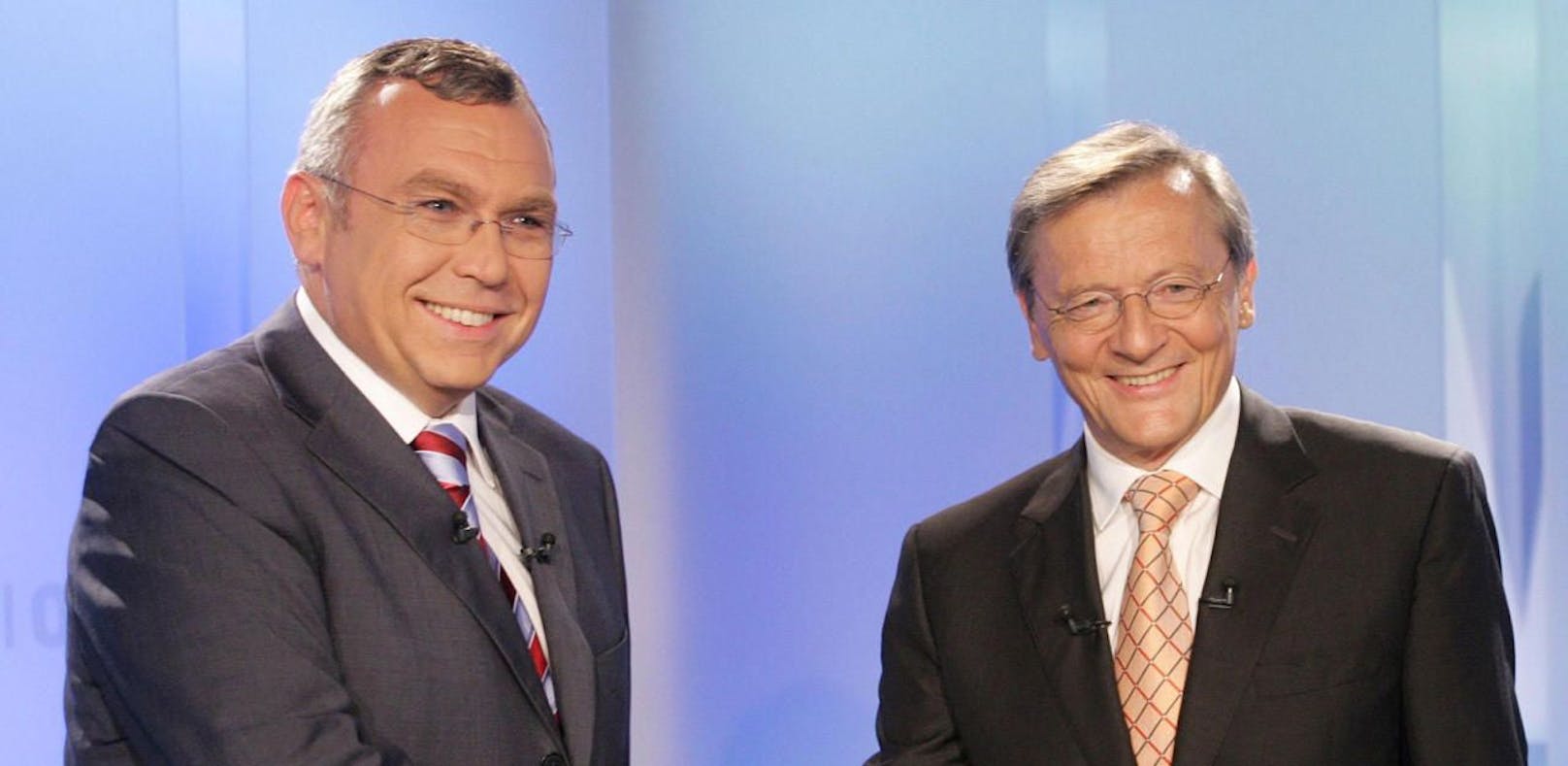 Schüssel (re.) und Gusenbauer vor TV-Duell 2008
