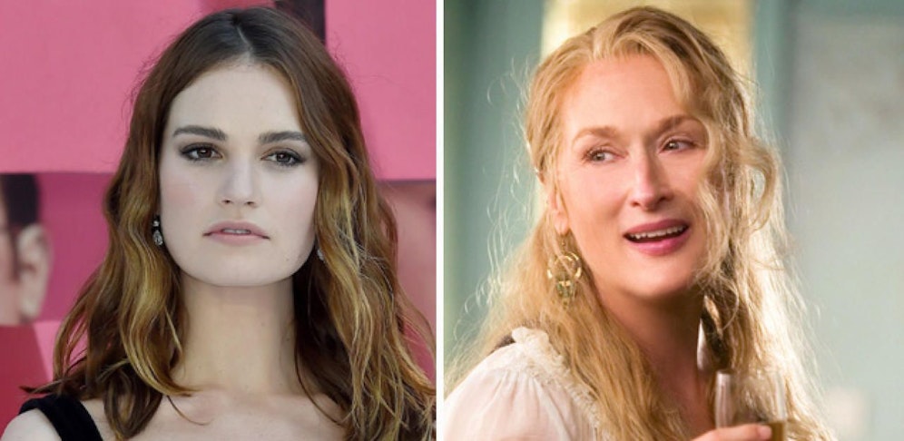 Lily James (li.) soll die junge Version von Meryl Streeps Figur spielen