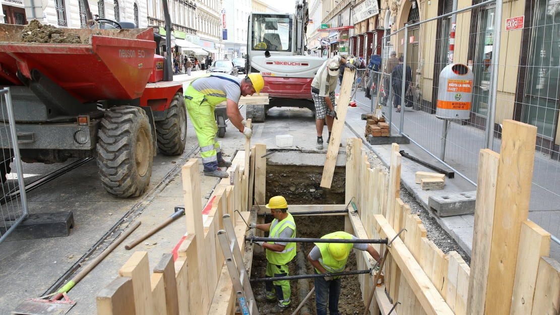Baustelle in der Währinger Straße. 