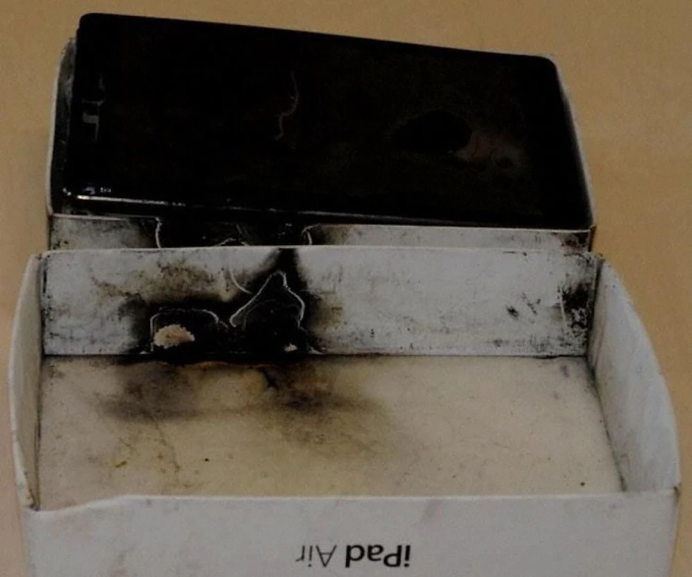 Das abgebrannte iPad Air.