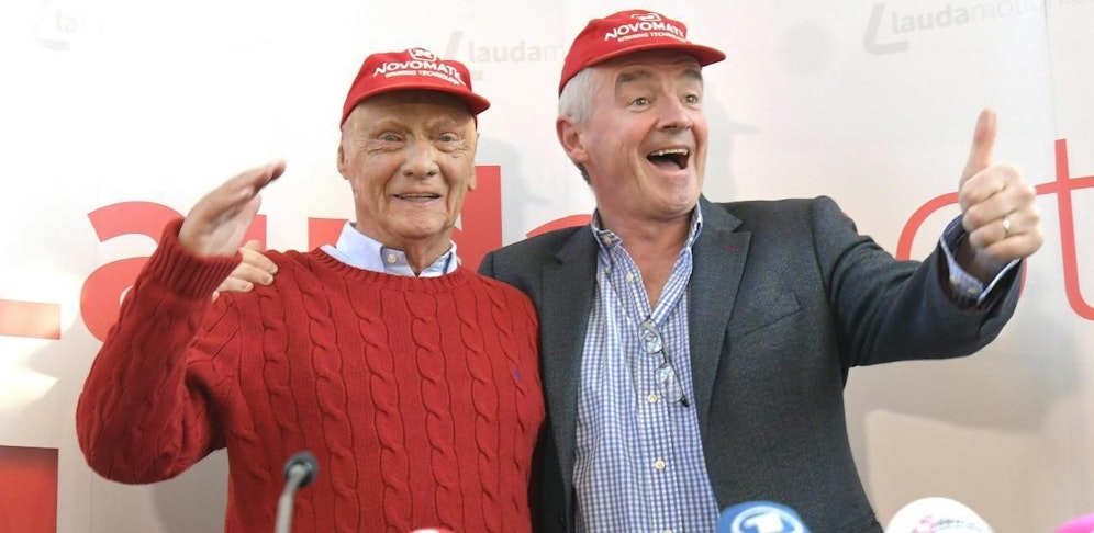 Airline-Gründer Niki Lauda und Ryanair-Chef Michael O'Leary.