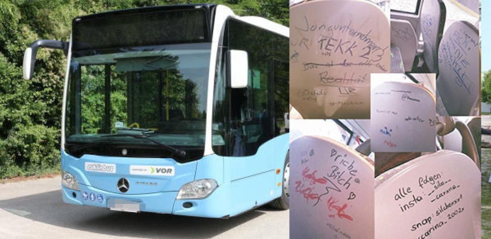 Ärger über Schmierereien in den neuen LUP-Bussen.