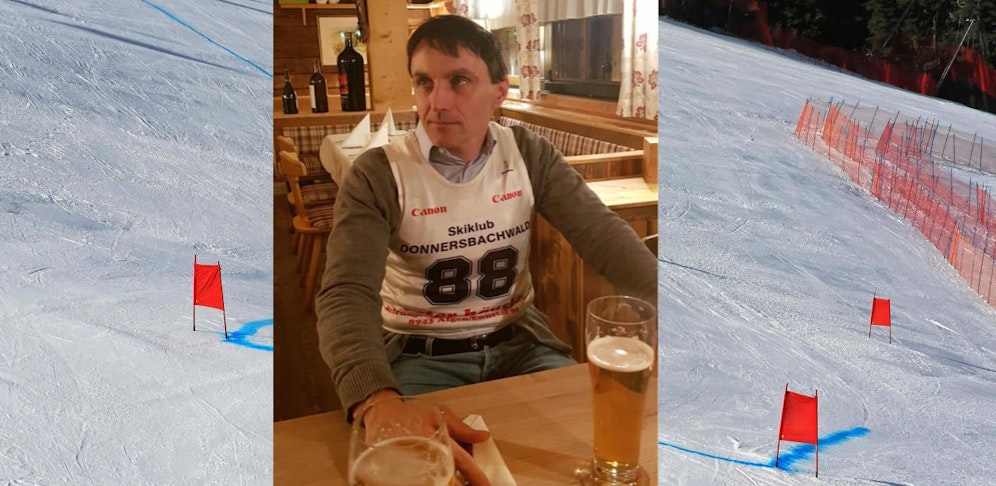 Söllner mit Startnummer 88 bei Skirennen.