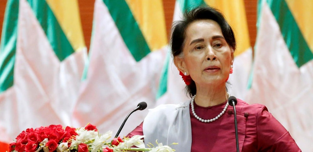 Myanmars De-Facto-Regierungschefin und Friedensnobelpreis-Trägerin Aung San Suu Kyi