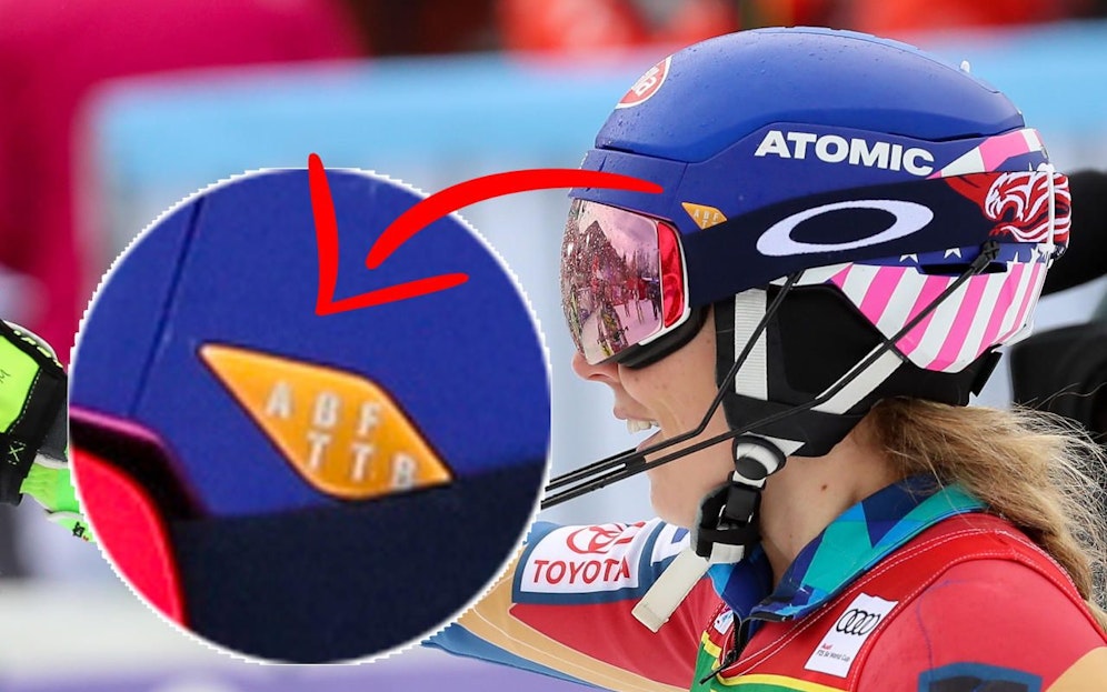 ABFTTB  dieser "Buchstaben-Code" ziert den Helm von Mikaela Shiffrin.