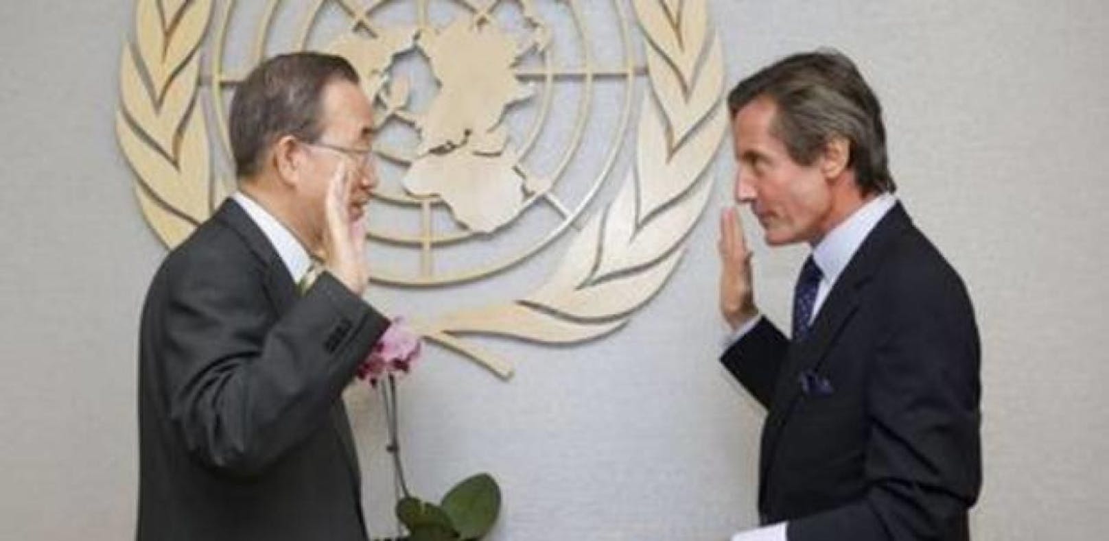 Peter Launsky-Tieffenthal (re.) mit UNO-Generalsekretär Ban Ki-moon
