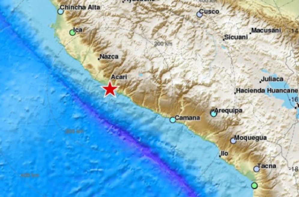 Das Epizentrum liegt vor der Küste Perus.