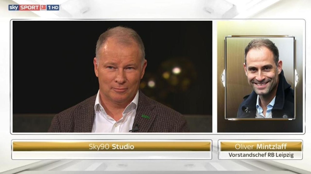 Schlagabtausch im Studio: Augsburgs Stefan Reuter und Leipzigs Oliver Mintzlaff