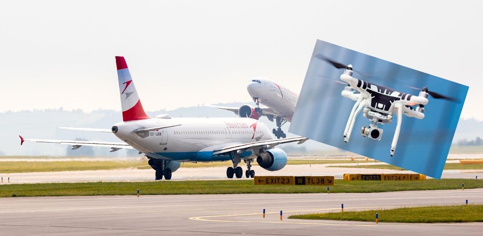 Eine Drohne flog in 1.500 Metern Höhe, eine AUA-Maschine schrammte haarscharf daran vorbei.