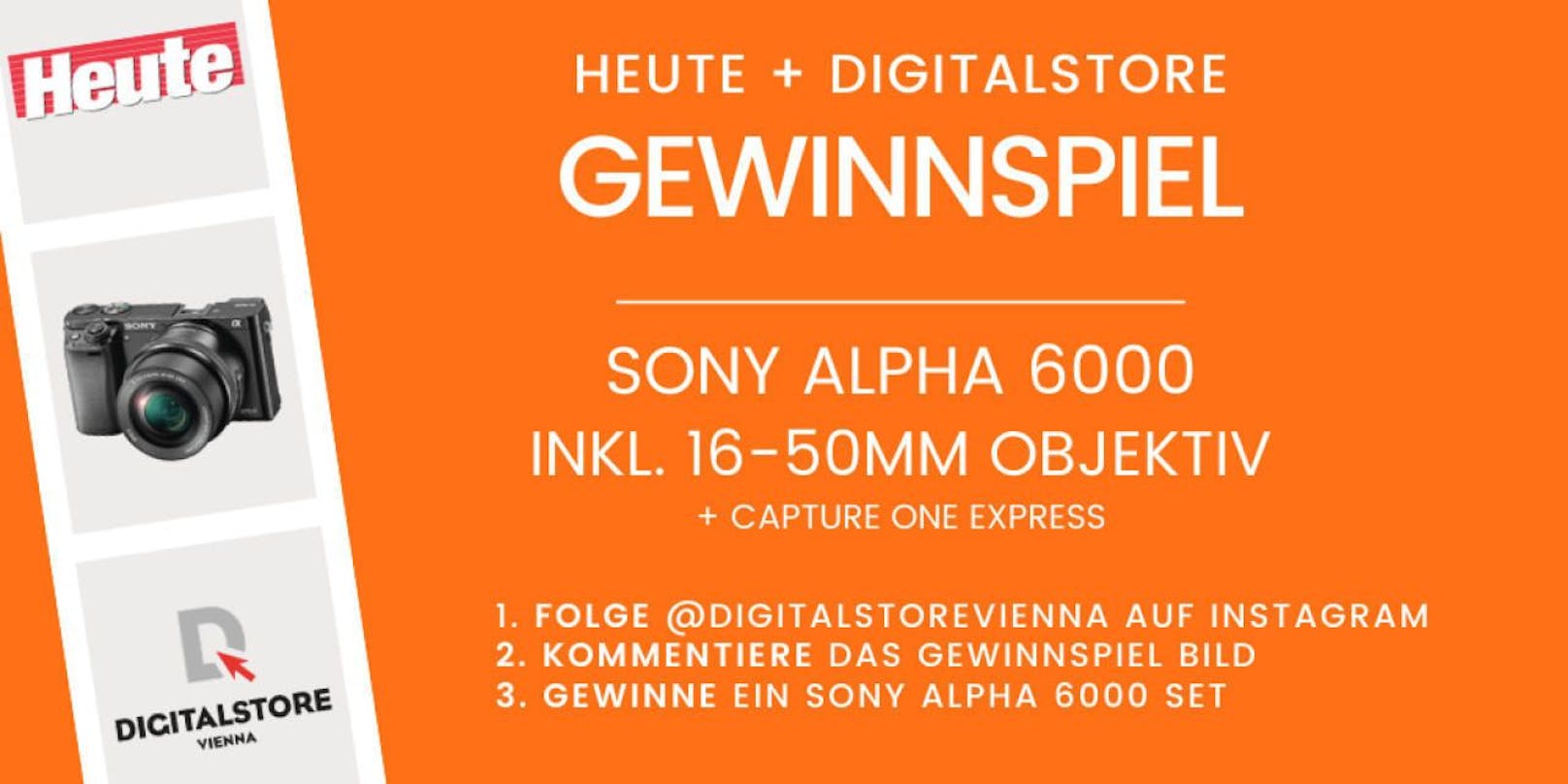 Gemeinsam mit &quot;Heute&quot; &amp; DIGITALSTORE Vienna kannst du jetzt ein Sony Alpha 6000 Set gewinnen!