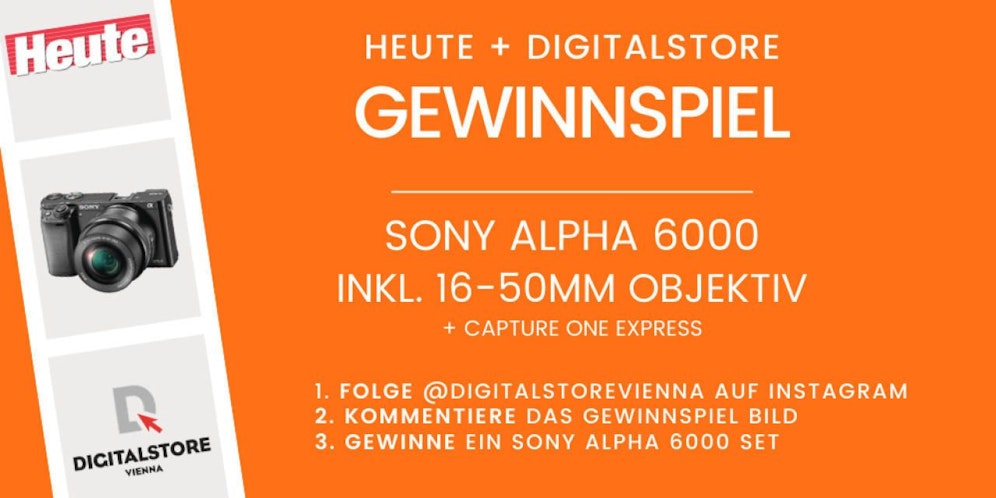 Gemeinsam mit "Heute" & DIGITALSTORE Vienna kannst du jetzt ein Sony Alpha 6000 Set gewinnen!