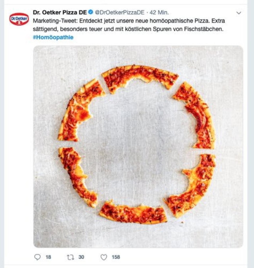 Das Original-Posting wurde mittlerweile wegen einer entrüsteten Masse von Homöopathie-Fans gelöscht.