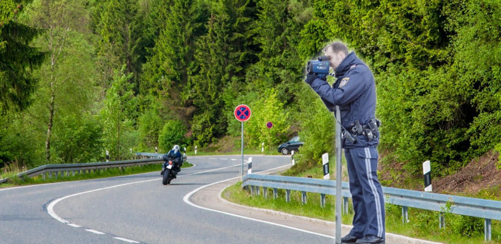 Symbolfoto eines Polizisten bzw. eines Bikers.