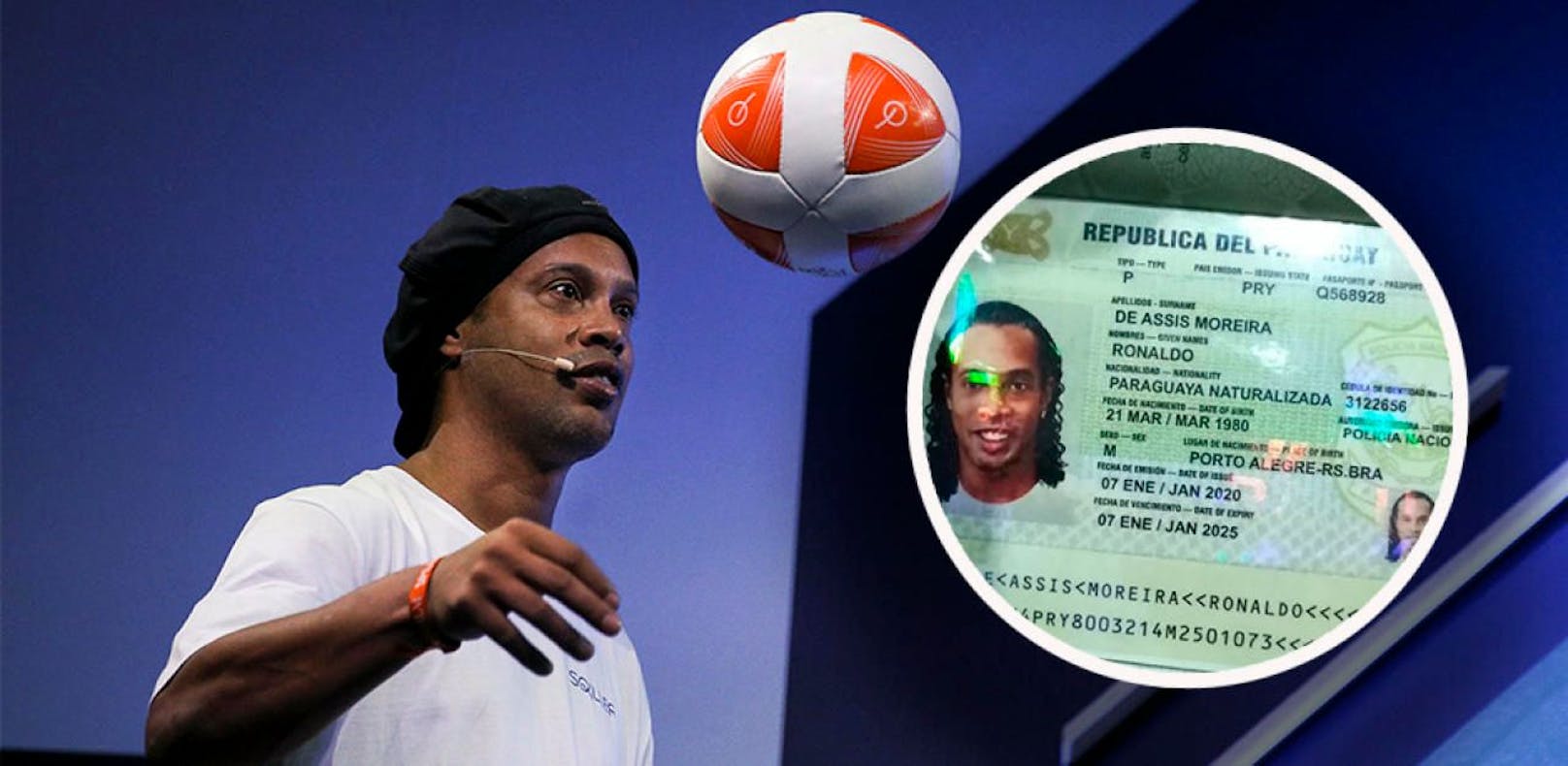 Ronaldinho festgenommen. 