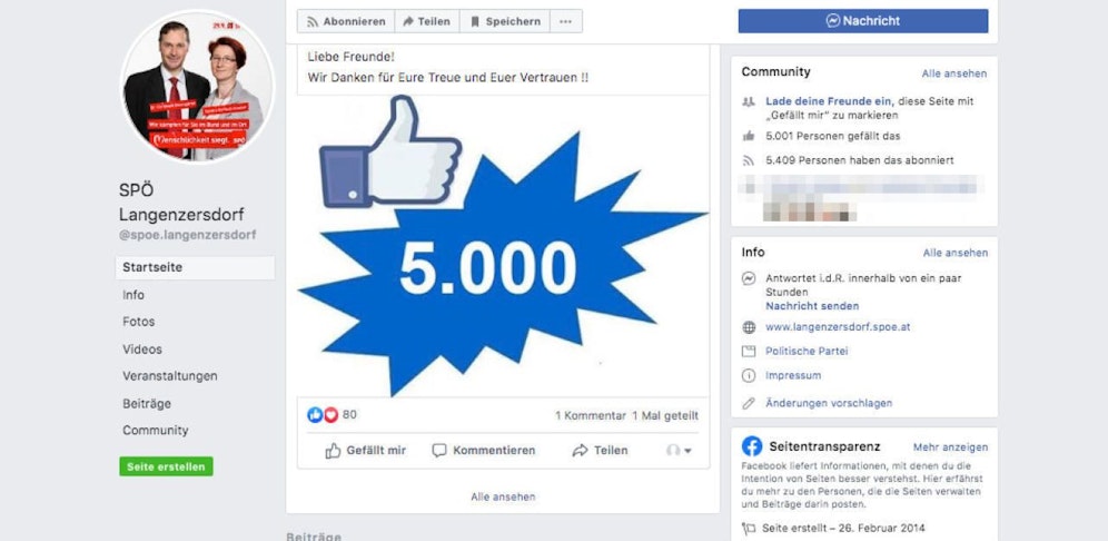 Die SPÖ Langenzersdorf freut sich über 5.000 Likes. 