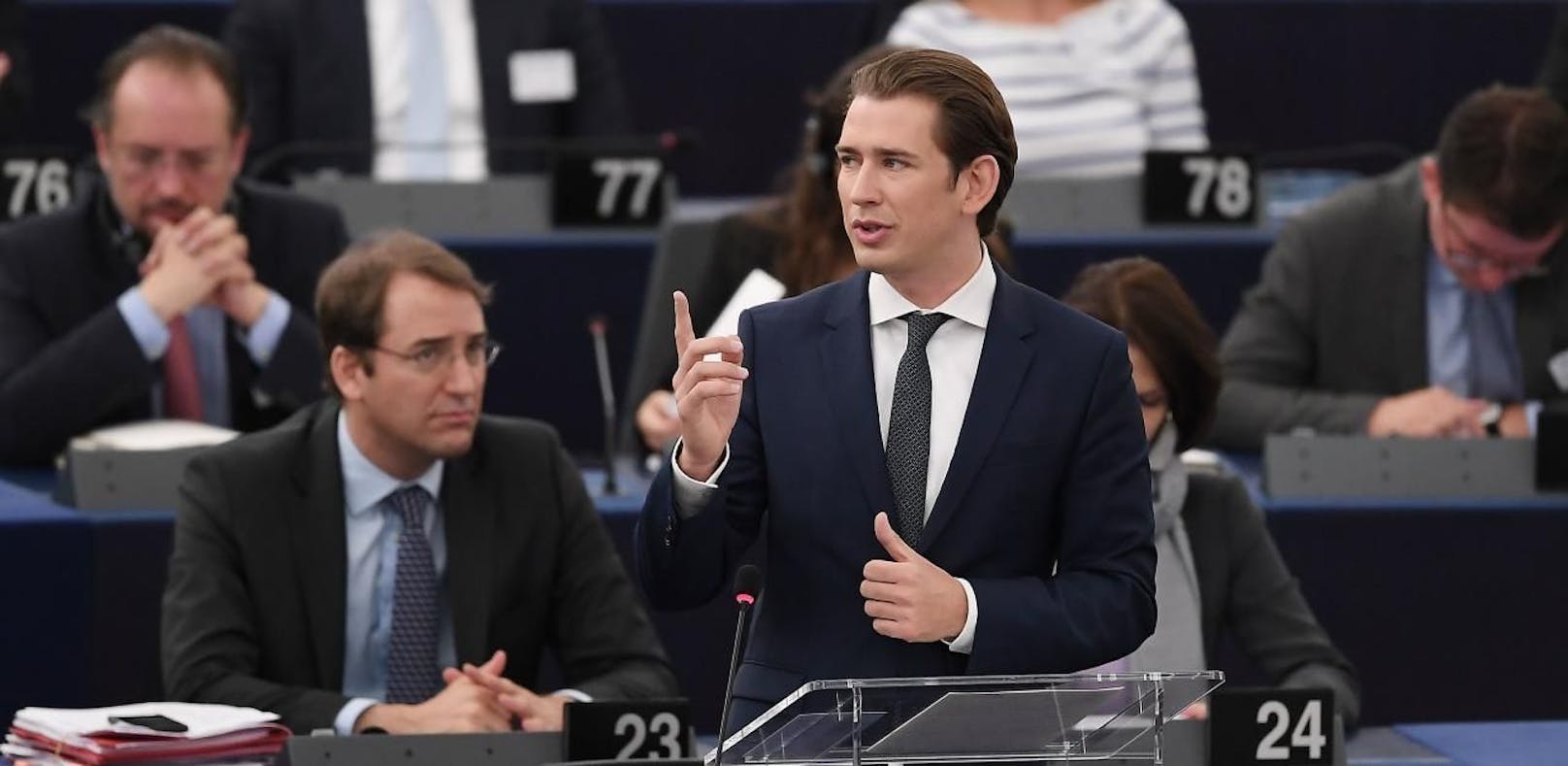 Sebastian Kurz im EU-Parlament.